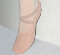 Ballet shoes split sole pink stretch fabric