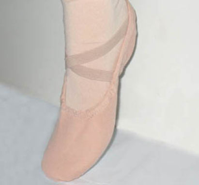 Ballet shoes split sole pink stretch fabric