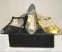 Show more information about ladies comfort dancing shoes
Shoes gold, black or silver softy  upper T bar secure fastening,