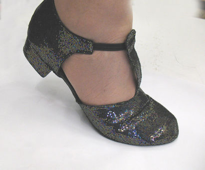 Greek style dance shoes black glitter